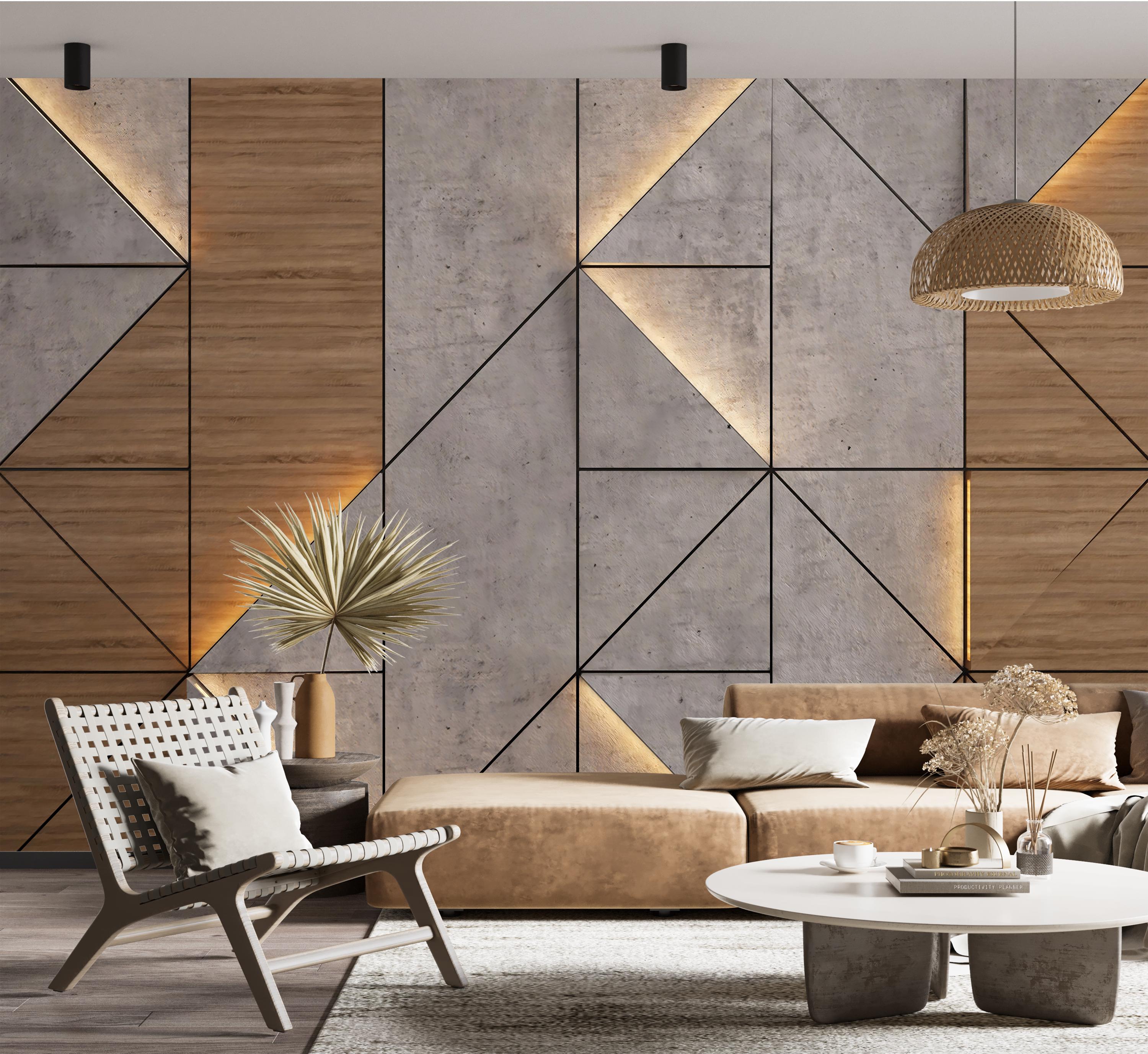 Geometric wooden wallpaper design